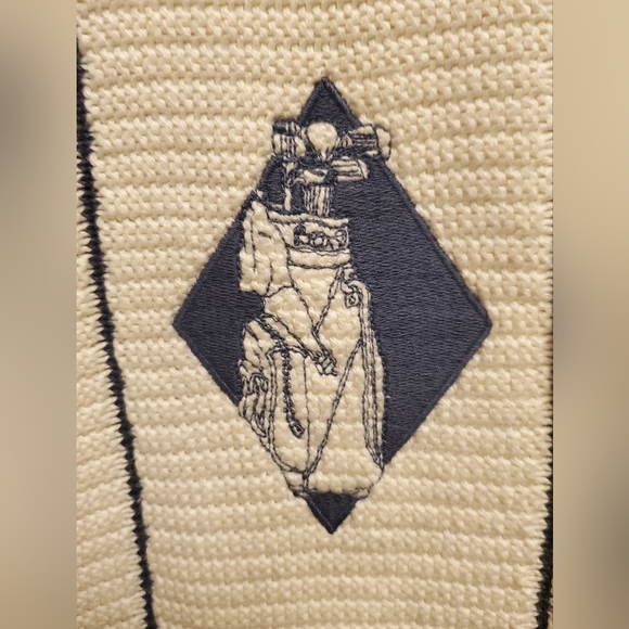 90s Vintage Textured Ivory Sweater Large Embroidered 100% Cotton Golf Sweater - Picture 4 of 9